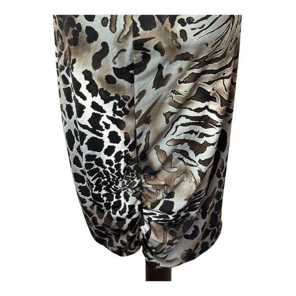 Giorgio Armani Dress Women XS Silver Black Jersey Knit Leopard Animal Print Mini - Picture 8 of 9